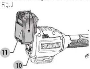 DEWALT DCST925 - Instalación y desinstalación de paquete de batería (Fig. J, K) - 1