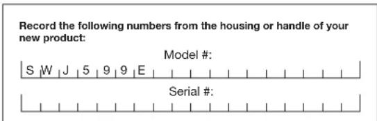 Sun Joe SWJ599E - Model and Serial Numbers - 1