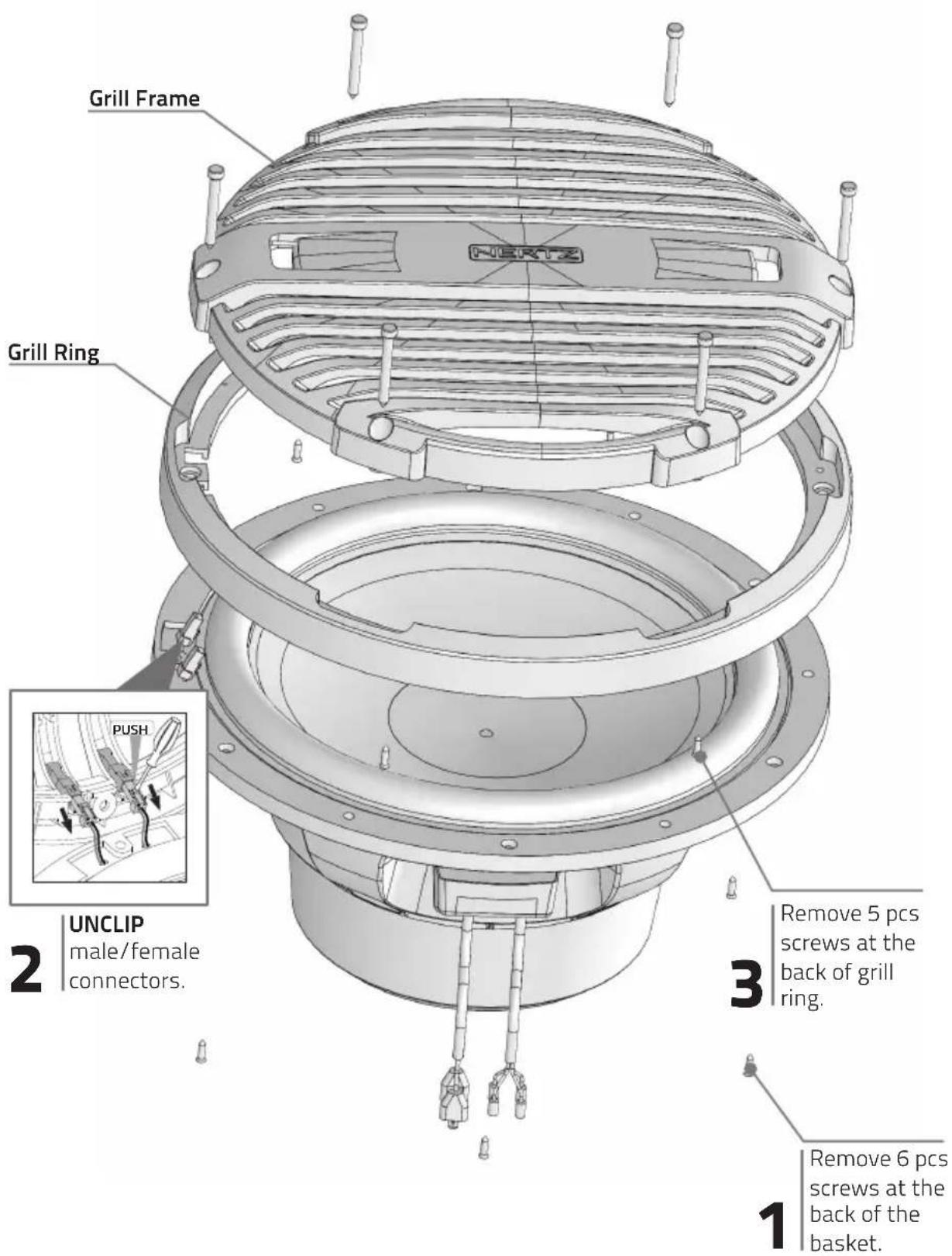 Hertz HMS 12 B2LDW - HMS 10 S-LD-G / HMS 10 S2-LD-G Grille disassembly / assembly - 2