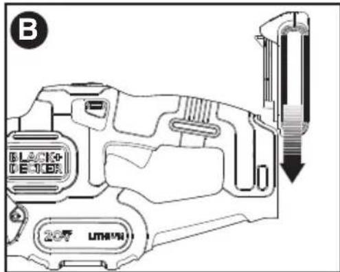 BLACK & DECKER LHT321 - INSTALLING AND REMOVING THE BATTERY PACK FROM THE TOOL - 1