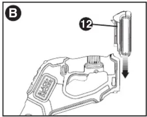 BLACK & DECKER LST522 - INSTALLING AND REMOVING THE BATTERY PACK FROM THE APPLIANCE - 1