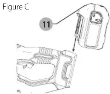 BLACK & DECKER LHT360C - Installing and Removing the Battery Pack (Fig. C) - 1