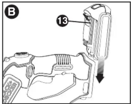 BLACK & DECKER LSTE525 - INSTALLING AND REMOVING THE BATTERY PACK FROM THE APPLIANCE - 1