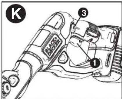 BLACK & DECKER LST140C - SWITCHING ON AND OFF (FIGURE K) - 1
