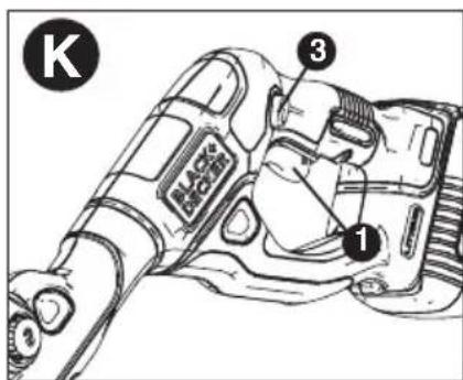 BLACK & DECKER LST140C - Mise en marche et arrêt (Figure k) - 1