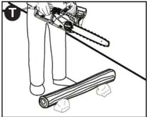 BLACK & DECKER CS1518 - • (Figure T) Tronçonnage en pente - 1