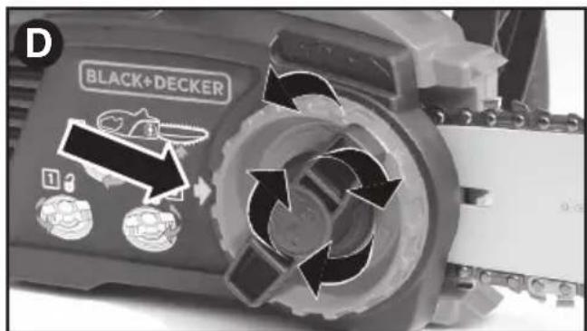 BLACK & DECKER LCS1240 - INSTALLATION DU GUIDE-CHAÎNE ET DE LA CHAÎNE - 3