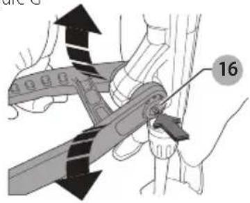 Diagram illustrating mechanical assembly with labeled parts and directional arrows, including a numbered label '16'
