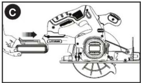 BLACK & DECKER BDCCS20 - INSERTION ET RETRAIT DU BLOC-PILES DE L'OUTIL - 1