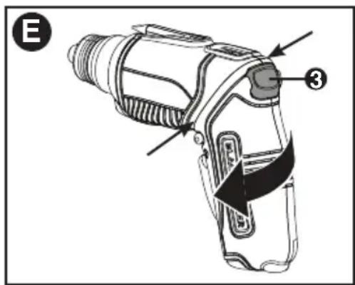 BLACK & DECKER BDCS40BI - AVERTISSEMENT: s'assurer que la poignée de l'outil est verrouillée après avoir enforcé le bouton de dégagement du mécanisme de pivotement et changé la position de vissage. - 1
