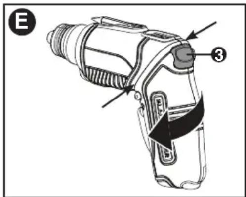 BLACK & DECKER BDCS40BI - ADVERTENCIA: Asegúrese de que el mango de la herramienta estábloqueado despues de presionar el botón deliberación de rotación ycaebar las posiciones del destornillador. - 1