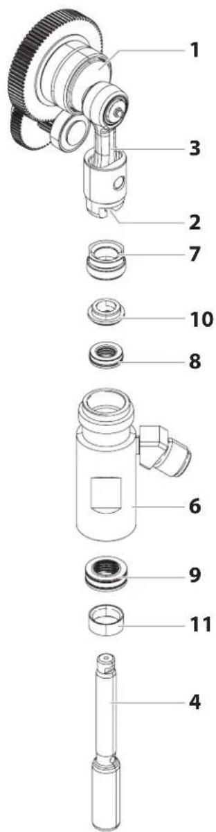Exploded view diagram of a mechanical assembly with numbered parts for identification