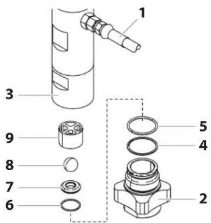 Technical diagram of a mechanical assembly with numbered parts for identification