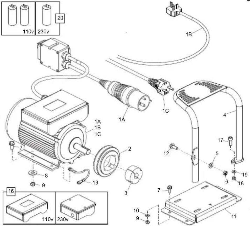 Lescha BELLE PCEL 400E - Motor and Drive Kit, Moteur et Kit d'Entraînement, Motor y Kit Transmision, Motor e Kit de Transmissão - 2
