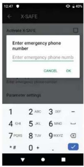 CROSSCALL CoreM4 Go - Nastavitev informacij za nujni klic: telefonska številka in sporočilo. - 2