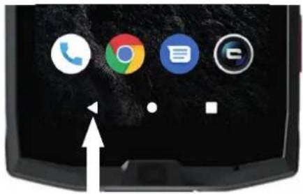 Smartphone home screen displaying app icons including talking, Google, Email, and others with a white arrow pointing to the left.