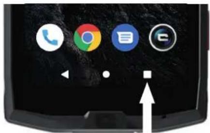 Smartphone home screen displaying four app icons (Phone, Google, Email, iPad) with an upward arrow pointing to the iPad.
