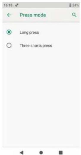 Press mode Long press Three shorts press