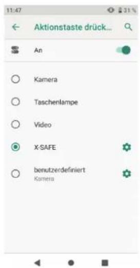 11:47 Aktionstaste drück... An Kamera Taschenlampe Video X-SAFE benutzerdefiniert Kamera