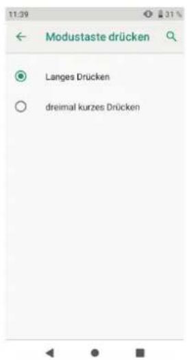 Modustaste drücken Langes Drücken dreimal kurzes Drücken
