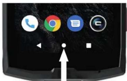 Smartphone home screen displaying app icons including talking, Chrome, Google, Email, and C, with a white arrow pointing to the right.
