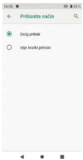 16:56 Pritisnite način Dolg pritisk trije kratki pritiski