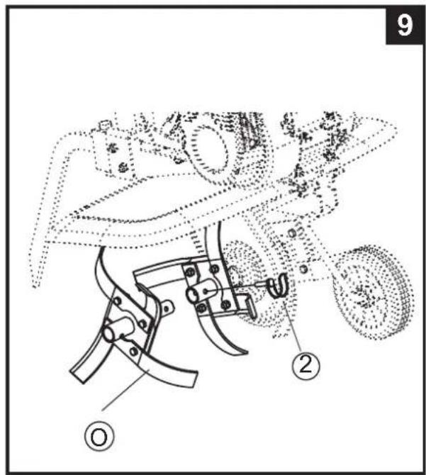 Technical diagram of a mechanical device with labeled parts, including a pinwheel and wheel assembly.