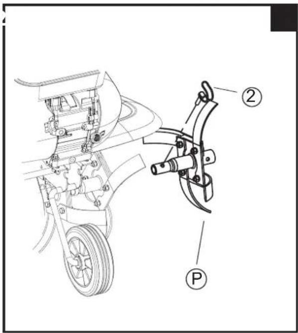 Technical diagram of a vehicle suspension system with labeled components (② and P)