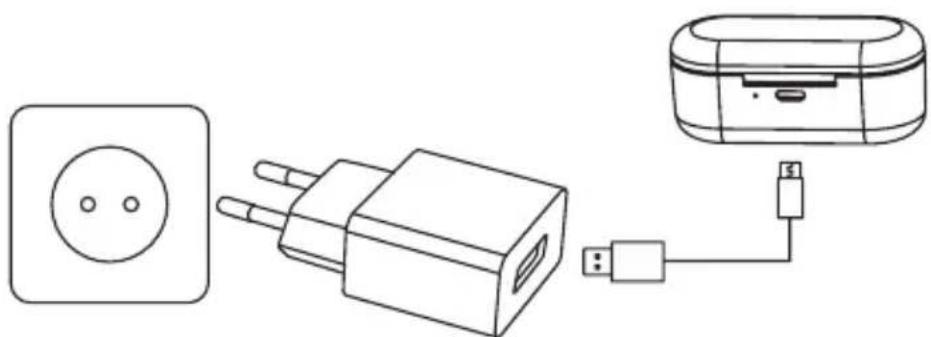 ACME BH410 - Charging the earphones and charging case - 1