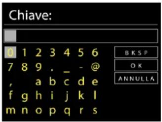 Chiave: 0 1 2 3 4 5 6 7 8 9 . _ - @ , a b c d e f g h i j k l m n o p q r s B K S P O K ANNULLA