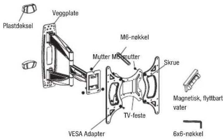 Biltema 24778 - VEGGFESTE, ARM 26"-50" - 6