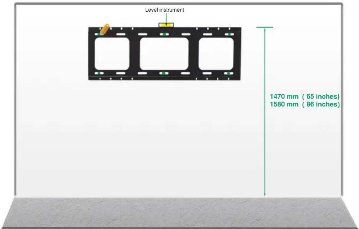 Level instrument 1470 mm ( 65 inches) 1580 mm ( 86 inches)