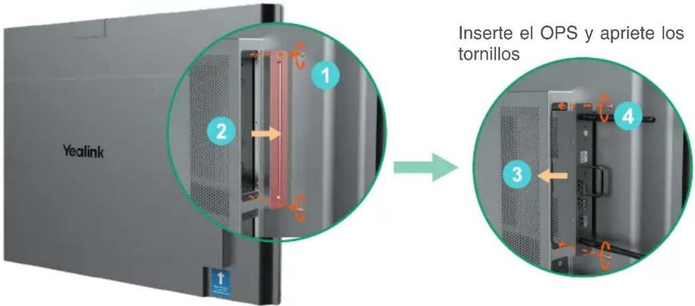 Yealink 1 2 3 4 Inserte el OPS y apriete los tornillos