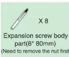 X 8 Expansion screw body part(8* 80mm) (Need to remove the nut first)