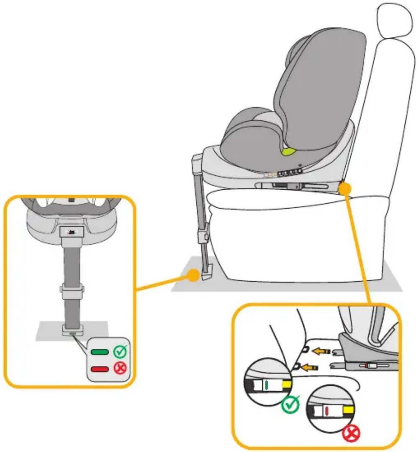 Diagram illustrating car seatbelt usage, showing step-by-step instructions for adjusting seatbelt controls and warning signs.