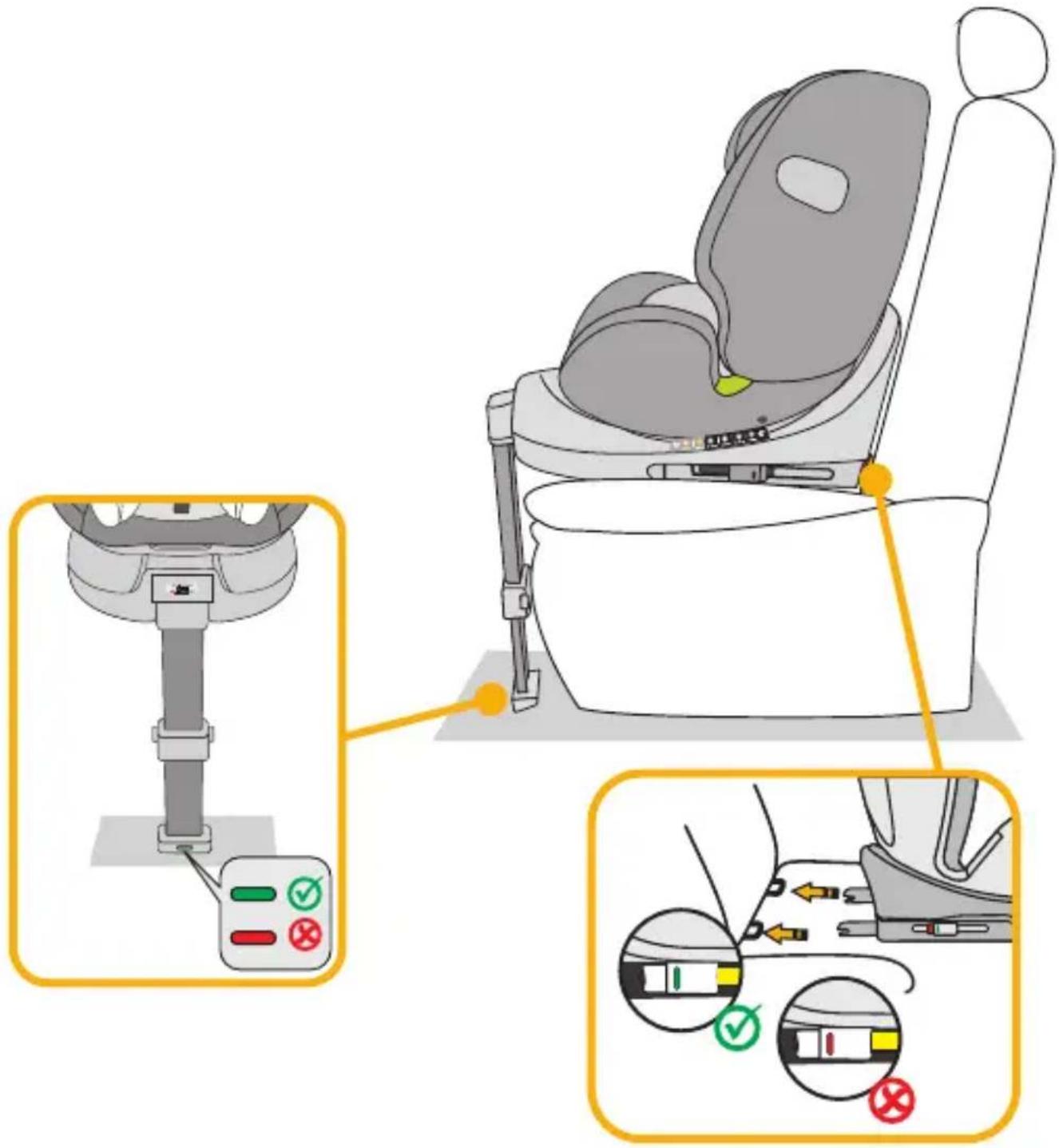 Diagram illustrating car seatbelt usage, showing step-by-step instructions for adjusting seatbelt controls and safety indicators.
