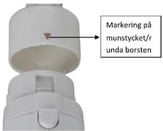 Markering på munstycket/r unda borsten