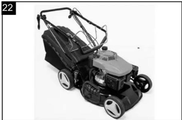 Black-and-white photo of a lawn mower with visible blades and wheels (no text or symbols)