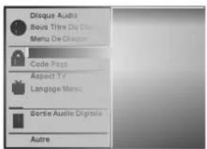Disque Audio Soure Titine Dia Diagnostics Menu De Diagnostics Code Pages Aspect TV Language Maps Bortie Audio Digitales Autre
