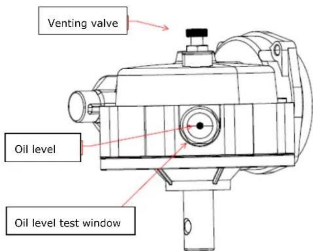 Venting valve Oil level Oil level test window