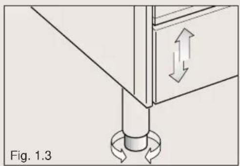 BORETTI CFBI601IX - Fitting the adjustable feet and levelling the cooker - 1