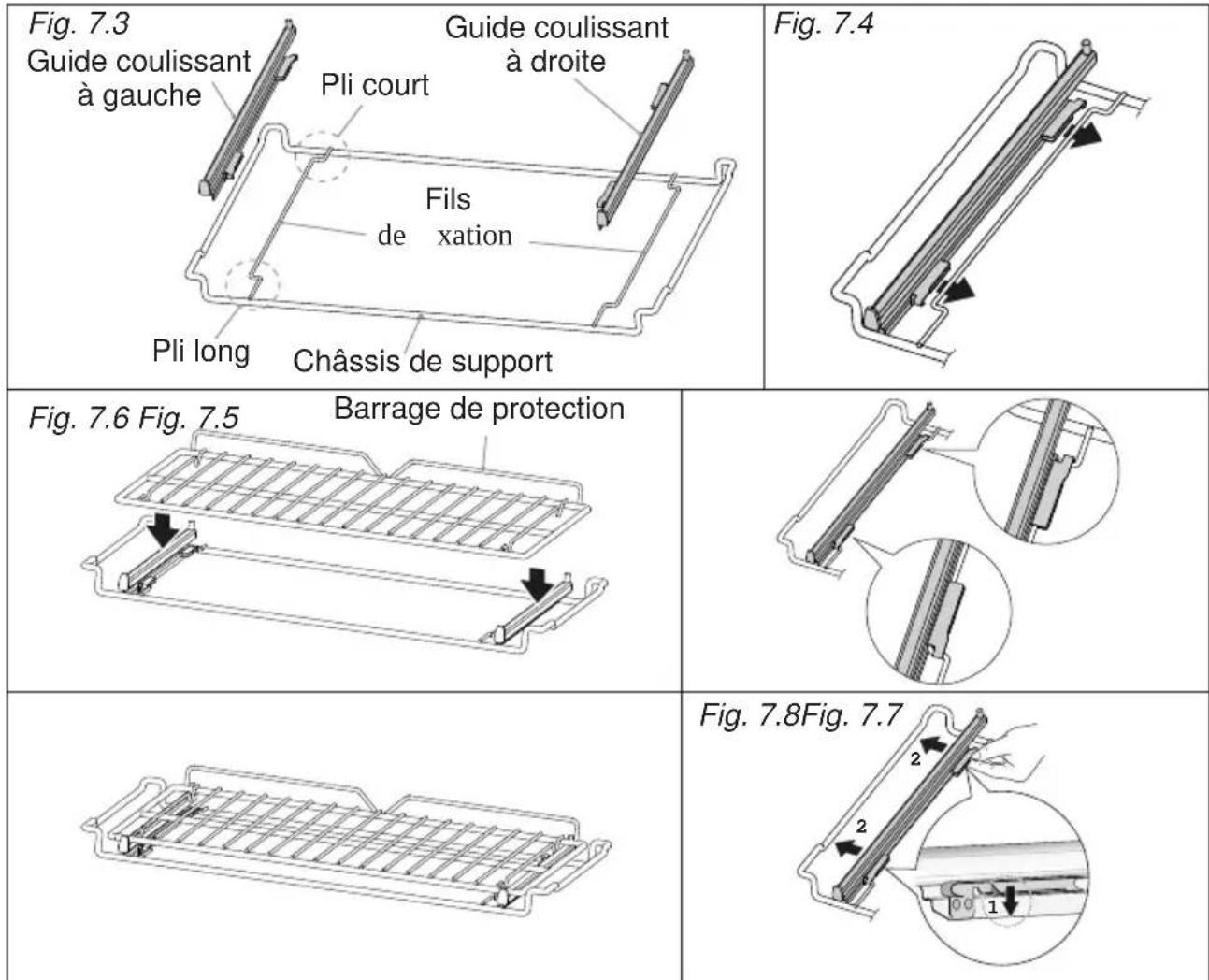 BORETTI CFBI902IX - Important! Lors de la mise en place de support de grille coulissant, veuillez à: - 1
