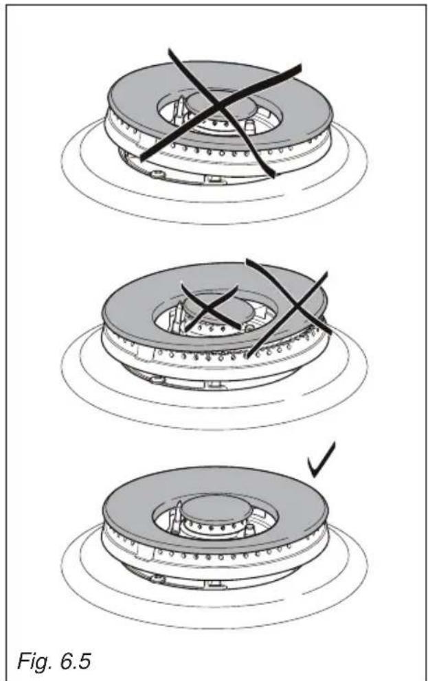 BORETTI CFBG901OWBE - CORRECT POSITION OF THE DUAL BURNERS - 5