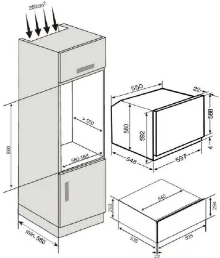 250cm² 880 ≥ 550 560-568 min. 580 550 580 592 548 597 22 588 4 540 293 535 22 595 294