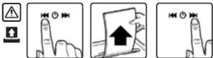 Four-step diagram illustrating finger press application with warning symbols and directional arrows, showing step-by-step states of press release.