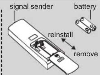 signal sender battery reinstall remove