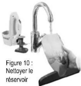 Exploded view diagram of a handwashing device with labeled parts including power plug, switch, and paper feed cover
