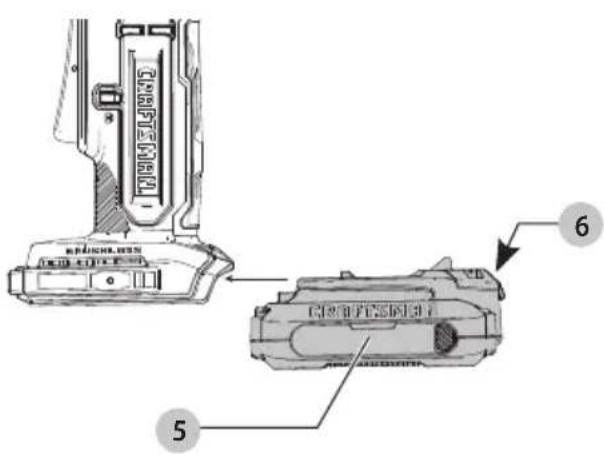 Technical diagram of a device with labeled parts, showing exploded view and internal structure