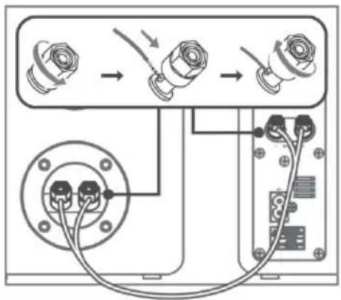 Diagram showing cable connection between two connectors with labeled parts and directional arrows indicating wiring or connections.