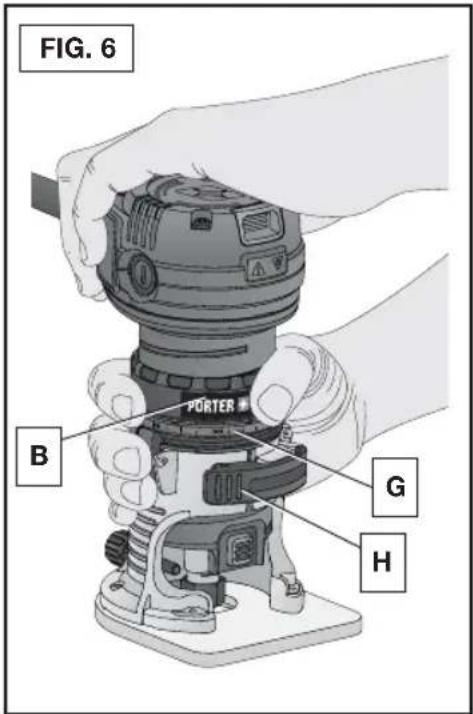 Porter-Cable PCE6430 - RÉGLAGE DE LA PROFONDEUR DE COUPE (FIG. 6) - 1